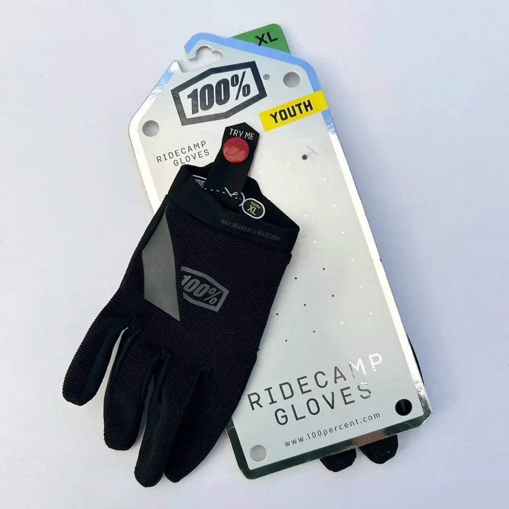100% Youth Ridecamp‎ Gloves - Black
